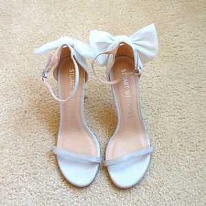 Beautiful Silvery White Stuart Weitzman High Heel Sandals